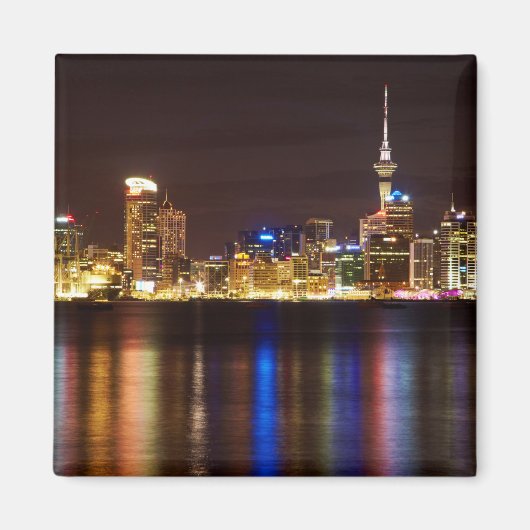 Auckland Nacht Stadssilhouet Magneet (Voorkant)