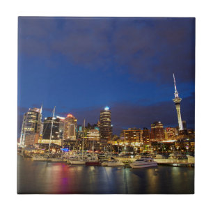 Auckland nachtelijke skyline tegeltje