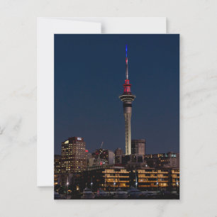 Auckland nachtlicht, Sky Tower, Briefkaart