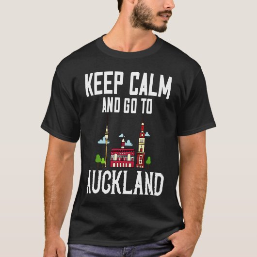 Auckland New Zealand City Skyline Map Travel T-shirt (Voorkant)