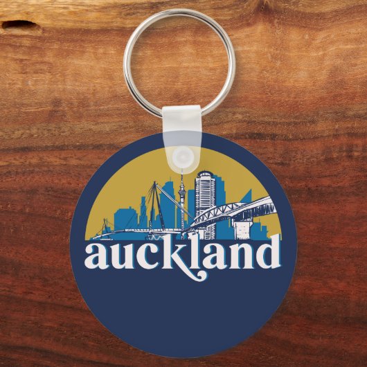 Auckland New Zealand City Skyline Sleutelhanger (Voorkant)