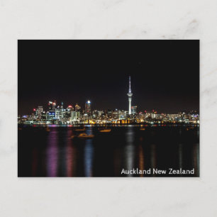 Auckland New Zealand Night Skyline Briefkaart