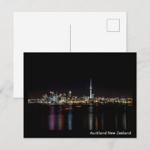Auckland New Zealand Night Skyline Briefkaart