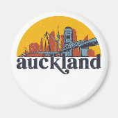 Auckland New Zealand Retro City Skyline Cityscape Magneet (Voorkant)