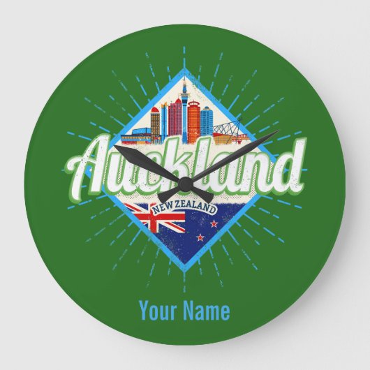 Auckland New Zealand retro skyline  Grote Klok (Voorkant)