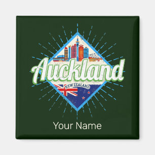Auckland New Zealand retro skyline  Magneet