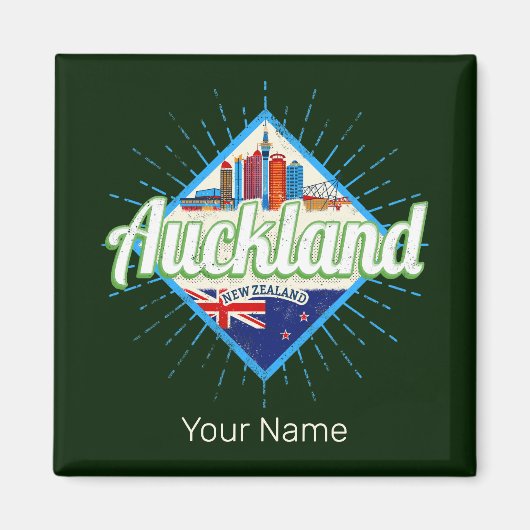 Auckland New Zealand retro skyline  Magneet (Voorkant)