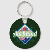 Auckland New Zealand retro skyline  Sleutelhanger (Voorkant)