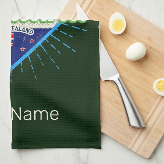 Auckland New Zealand retro skyline  Theedoek (Quarter Fold)