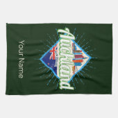 Auckland New Zealand retro skyline  Theedoek (Horizontaal)