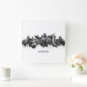 Auckland New Zealand Skyline BW Vierkante Klok (Huis)