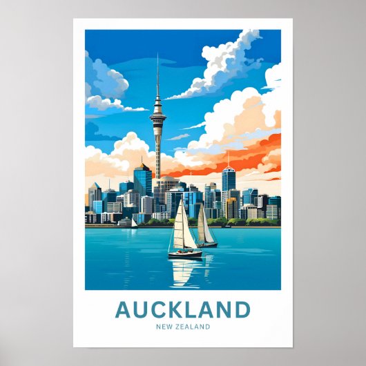 Auckland Nieuw-Zeeland Reisprint Poster (Voorkant)