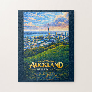 Auckland Nieuw-Zeeland Skyline Illustratie Reizen Legpuzzel