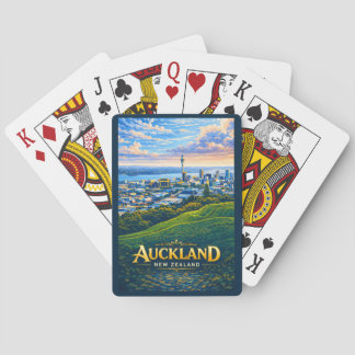 Auckland Nieuw-Zeeland Skyline Illustratie Reizen Pokerkaarten