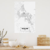 Auckland, Nieuw-Zeeland (zwart op wit) Poster (Keuken)