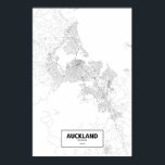 Auckland, Nieuw-Zeeland (zwart op wit) Poster<br><div class="desc">Enkel prachtige posters steden die alleen op hun wegen zijn aangegeven. Copyright Routelines kunstwerk (c)2012 Nicholas Rougeux. De gegevens van de kaart buiten de V.S. zijn (c) OpenStreetMap (http://www.openstreetmap.org) contribuanten,  CC BY-SA (http://creativecommons.org/licenses/by-sa/2.0/). Meer informatie op www.Routelines.com</div>