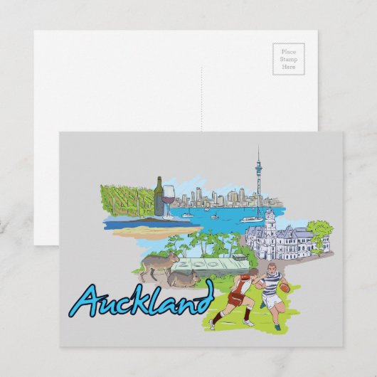 Auckland, Nieuw-Zeelandse beroemde stad Briefkaart (Voorkant / Achterkant)