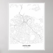 Auckland, Nieuw-Zeelandse minimalistische kaart