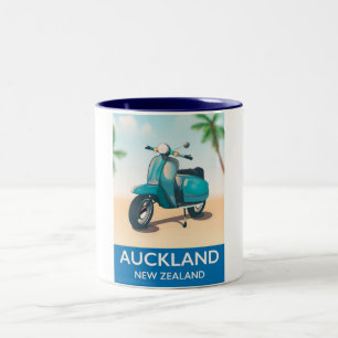 Auckland nieuwe zeeland reisposter tweekleurige koffiemok