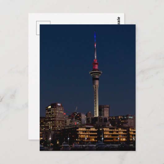 Auckland night light, Sky Tower, Briefkaart (Voorkant / Achterkant)