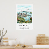 Auckland Silhouette Print Kust Waterverf Kunst (Keuken)