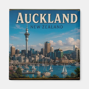 🧲 Auckland Silhouette Vakantieherinnering Nieuw-Z Magneet