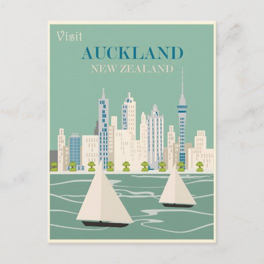 Auckland vintage poster feestdagenkaart (Voorkant)