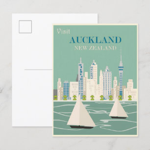 Auckland vintage poster uitnodiging briefkaart