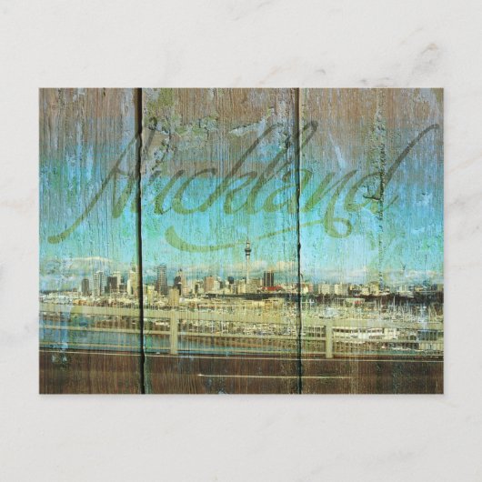 Auckland Waterfront op oud hout Briefkaart (Voorkant)