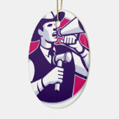 Auctioneer Cowboy met Gavel en Bullhorn Keramisch Ornament (Links)