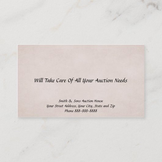 Auctioneer Judge Visitekaartje (Achterkant)