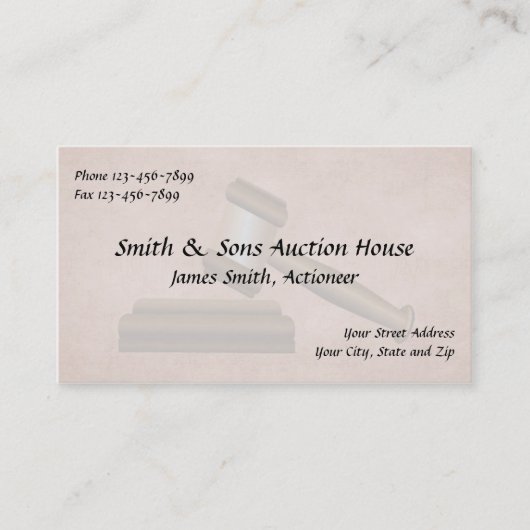 Auctioneer Judge Visitekaartje (Voorkant)
