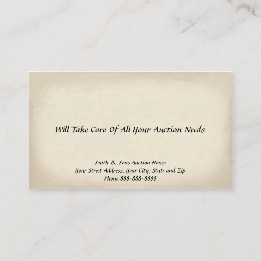 Auctioneer Judge Visitekaartje (Achterkant)