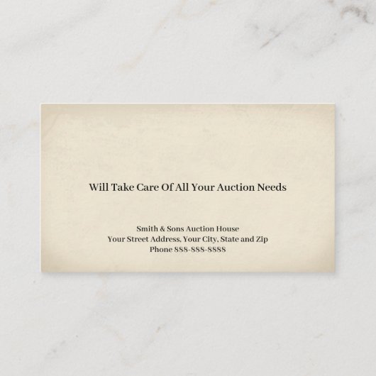 Auctioneer Judge Visitekaartje (Achterkant)