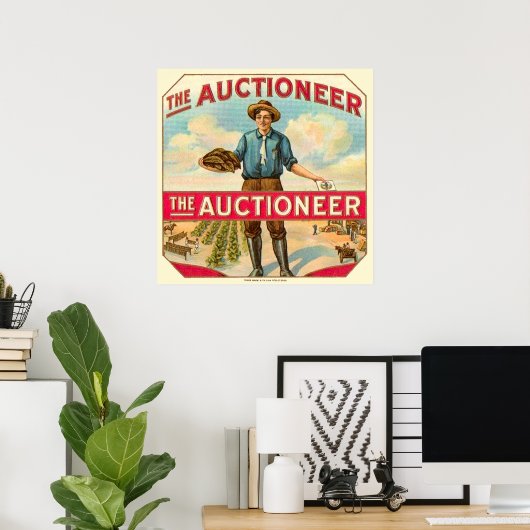 Auctioneer  kaartenlabel poster (Thuiskantoor)