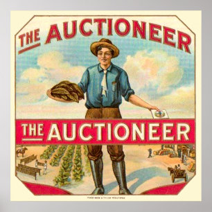 Auctioneer  kaartenlabel poster