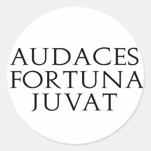 Audaces Fortuna Juvat Ronde Sticker (Voorkant)