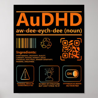 AuDHD Definitie Neurodiversiteit Bewustzijn Grafie Poster