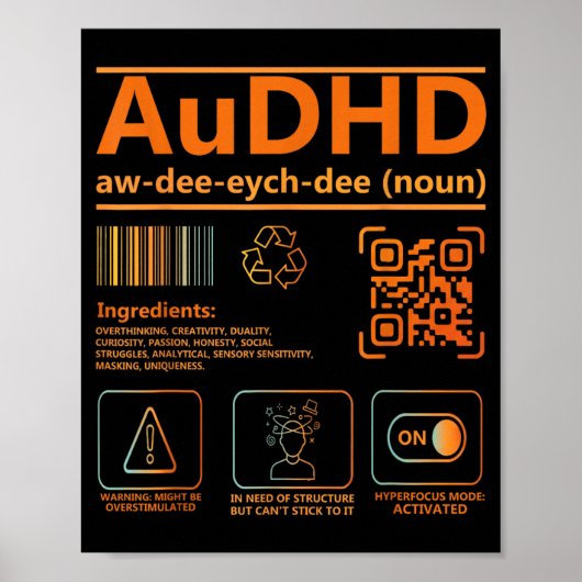 AuDHD Definitie Neurodiversiteit Bewustzijn Grafie Poster (Voorkant)