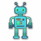 Audie de Aqua Robot Whimsical Sticker (Voorkant)