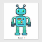 Audie de Aqua Robot Whimsical Sticker (Vel)