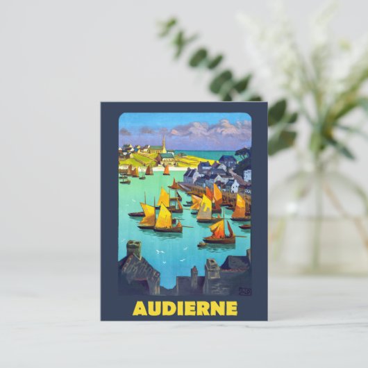 Audierne, Zeilboten op de haven, Frankrijk Briefkaart (Staand voorkant)