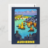 Audierne, Zeilboten op de haven, Frankrijk Briefkaart (Voorkant / Achterkant)