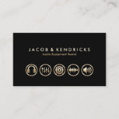 Audio apparatuur verhuur gouden pictogrammen visit visitekaartje (Voorkant)