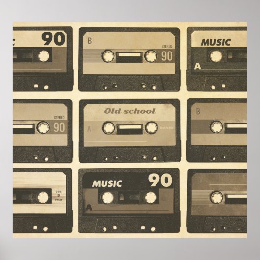 Audio Cassette, Retro Poster Hip-Hop. (Voorkant)