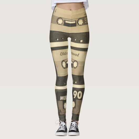 Audio Cassette, Retro Poster Hip-Hop. Leggings (Voorkant)