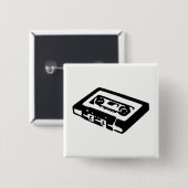 Audio Cassette Vierkante Button 5,1 Cm (Voorkant /achterkant)