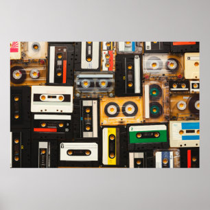 Audio-cassetteband voor retro poster