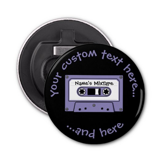 Audio-Cassettebandje Button Flesopener (Voorkant)