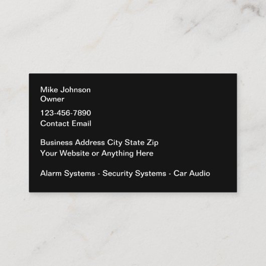 audio- en beveiligingssystemen voor de automobieli visitekaartje (Achterkant)